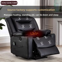 Fauteuil inclinable moderne en cuir véritable pleine fleur, fonction électrique, en bois massif, écologique, idéal pour petit appartement, transformable en lit