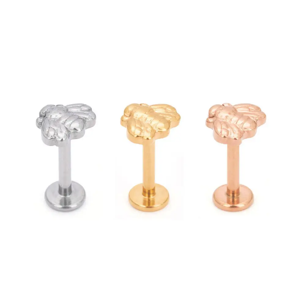 16g New arrival G23 ASTM F136 titanium gold plated jewelry bee earings studs wholesale ear rings for women indian jewelry