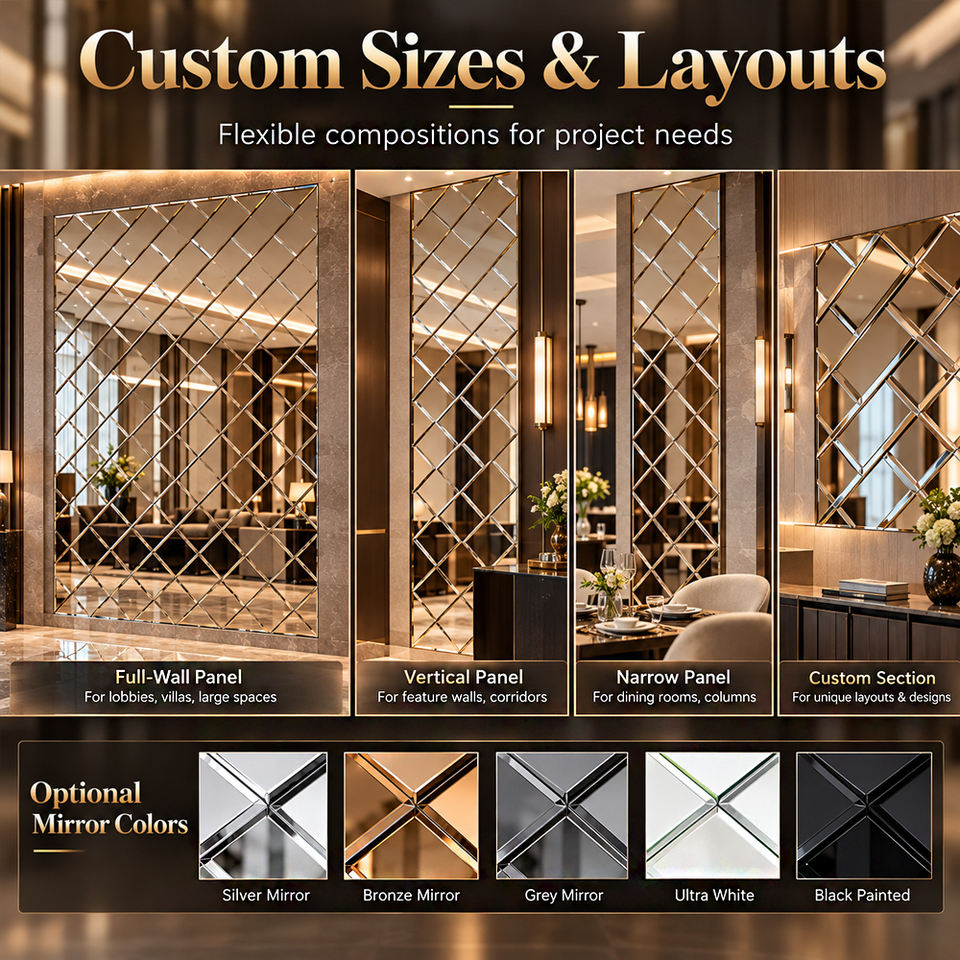 Custom Mirror Feature Wall Panels for Interior Design Studios and ...
