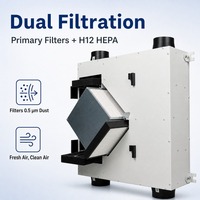 Ventilateur de récupération d'énergie ERV à haute pression statique canalisé 150 m³/h avec écran TFT et application Tuya pour projets CVC
