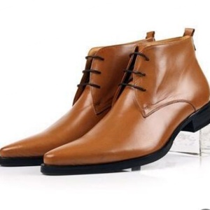 Elegantes Botas de Tobillo con Cordones para Hombre, de Cuero Genuino, con Diseño de Parches, Antideslizantes y Resistentes, para Otoño/Invierno - Product Image 2
