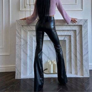 Vente chaude Hiver Taille Haute Lumière Détection Cuir <span class=keywords><strong>Noir</strong></span> <span class=keywords><strong>Brillant</strong></span> Lâche <span class=keywords><strong>Pull</strong></span> Manteau Cardigan - Product Image 5