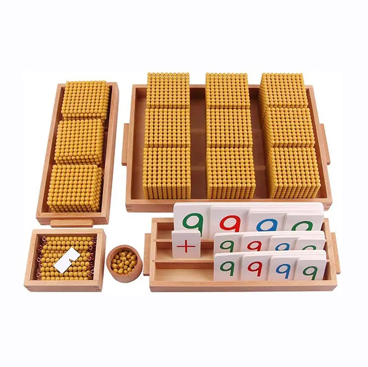 factory custom golden beads bar chain natural wooden montessori sensory toys para bebes montessori juguetes sensoriales
