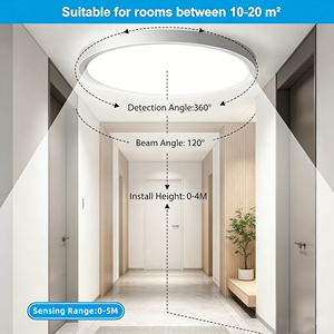 Plafonnier LED intelligent à détecteur de mouvement 18W blanc, 8 pouces, pour couloir, placard, buanderie, porche, escalier - Product Image 2