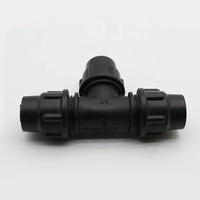 Conector rápido de conexión de PE de fusión a tope de enchufe HDPE estándar ISO ASTM-3 vías igual T riego por goteo de alta presión pulido