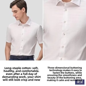 <span class=keywords><strong>Camisa</strong></span> Casual de <span class=keywords><strong>Manga</strong></span> <span class=keywords><strong>Corta</strong></span> para <span class=keywords><strong>Hombre</strong></span> de Fibra de Bambú con Cuello Cuadrado con Cuentas, Ajuste Delgado, Sin Plancha, Antiarrugas, Abotonadura Sencilla - Colección Primavera - Product Image 5