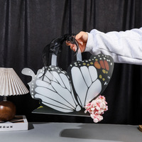 Caja de Plástico con Diseño de Mariposa, Bolsa de Plástico Reutilizable con Asa, Bolsa de Compras Personalizada con su Propia Etiqueta