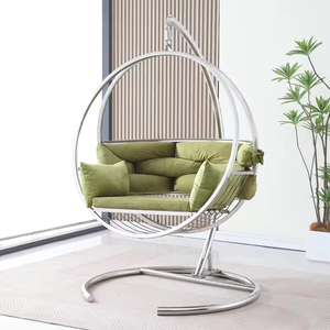 <span class=keywords><strong>Fauteuil</strong></span> <span class=keywords><strong>suspendu</strong></span> en acier inoxydable pour salon, chaise suspendue en forme d'œuf en panier tressé pour chambre à coucher, idéale pour intérieur et balcon - Product Image 6