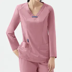 Custom Fashionable New Style Hospital Wholesale Srubs Medical Pink Scrubs Usa Suit Sets Dental Nurse Uniform