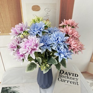 Meixi - Flor Artificial de Seda Dahlia sin Tallo de 6 Cabezas, Colores Mezclados, Decoración Romántica y de Ensueño para Bodas, Arreglo Floral - Product Image 1
