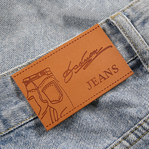 Custom Personalized Embossed Logo Sewing PU Leather <strong>Labels</strong> Tag for Clothes Garment <strong>Jeans</strong> - Product Image 1