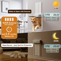Porte automatique pour chien chat utilisation en extérieur écran LCD système à 3 volets minuterie/modes manuels sécurité durable blanc style moderne aluminium