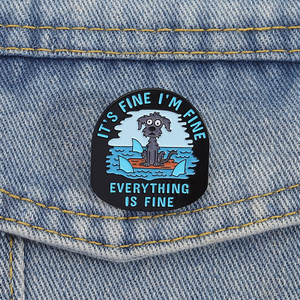 Pin de Esmalte con Diseño de Perro Humorístico Rodeado de Tiburones, Broche con Frase Divertida, Joyería al por Mayor - Product Image 1