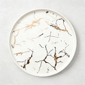 Plato Redondo de Cerámica con Diseño de Mármol, Ecológico, Libre de Plomo, Seguro, Personalizable con Logotipo, para Hotel, <span class=keywords><strong>Restaurante</strong></span>, Vajilla, Blanco y Negro - Product Image 4