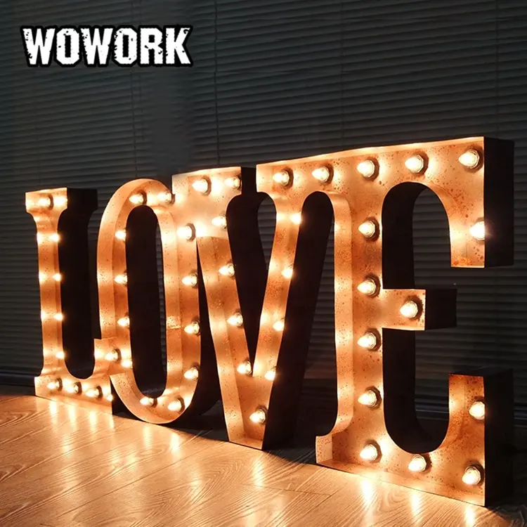 2023 WOWORK 3D light up letters vintage marquee signage for wedding decoration favors