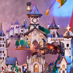 Tonecheer Wholesale Handmade Magical Castle Decorative Wooden Carousel Wooden Music Box