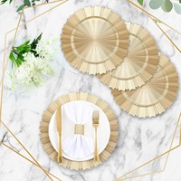 Assiette de présentation ronde dorée de 13 pouces en plastique, style européen, pour banquets, mariages et décoration intérieure