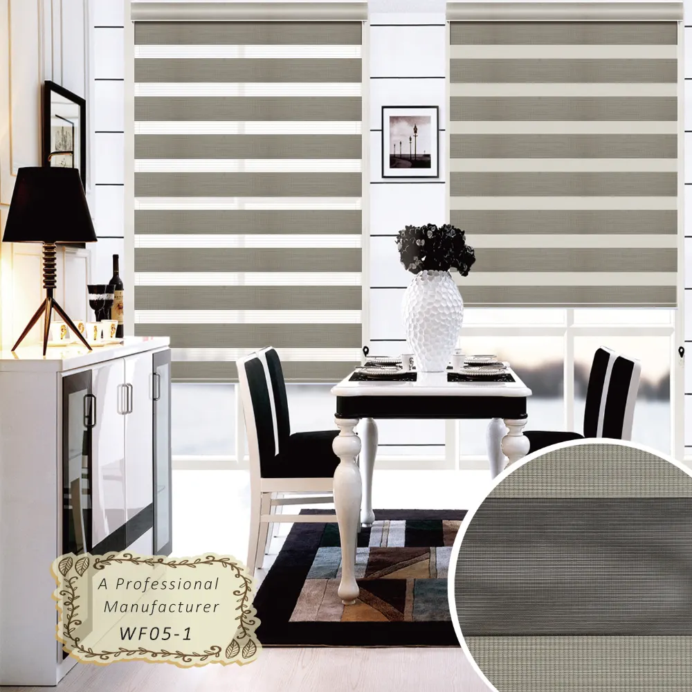 Özelleştirilmiş renk karartma zebra stor perde kumaşı için ofis ve oturma odası