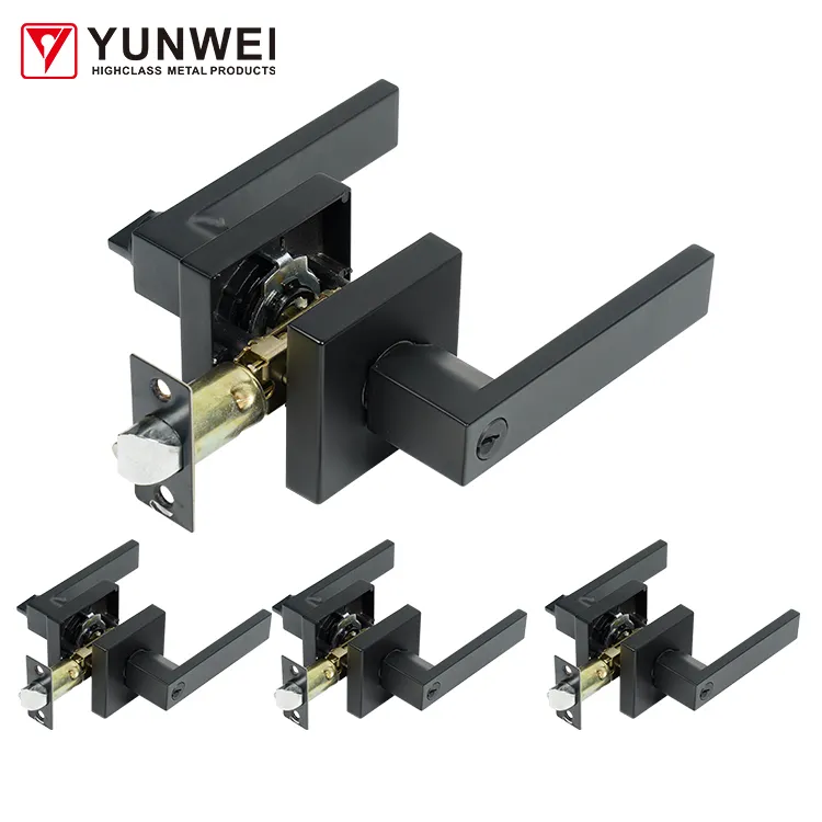 Hot bán phòng ngủ phòng tắm an ninh Kẽm hợp kim Cửa Khóa xử lý vuông 3 ống LEVER Lock Set