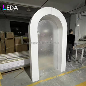 LEDA Modern <b>White</b> Silver <b>Mirror</b> PVC Acrylic Wedding Backdrop Welcome Sign Wall Flower Box Photo Booth Event Decoration - Product Image 2