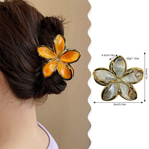 Pince à cheveux en plastique électroplaqué motif fleur d'œuf OEM, accessoires capillaires exquis et colorés pour femmes, 8 cm, vente en gros, meilleures ventes - Product Image 2