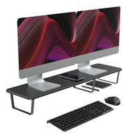 Support d'ordinateur ergonomique à double écran Riser Home Office Furniture Small Metal Wood Laptop Table for Extended Desktop Monitor Use