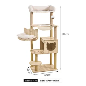 Doğrudan tedarik büyük yarı dairesel Sisal kedi ağaç evi entegre kedi tırmalama sütunu tırmanma çerçeve karton Scratcher kurulu - Product Image 4