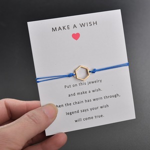 Bracciale di perline in oro caldo geometrico esagonale alla moda intrecciato fascino dell'<span class=keywords><strong>amicizia</strong></span> con carta dei desideri di anniversario personalizzabile - Product Image 6