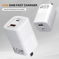 Adaptateurs universels pour téléphone portable PD 65w Gan, prise US UK EU, type C, USB, charge rapide, mini chargeur mural rapide portable