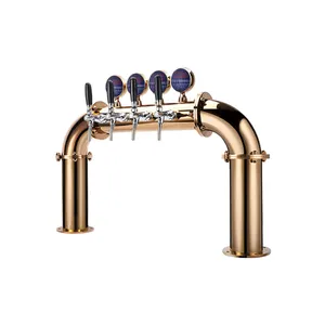 Fuyong Copper Custom Beer Coluna U Forma 4 Tap Beer Tower Bar Aço Inoxidável Cooler Dispenser Beer