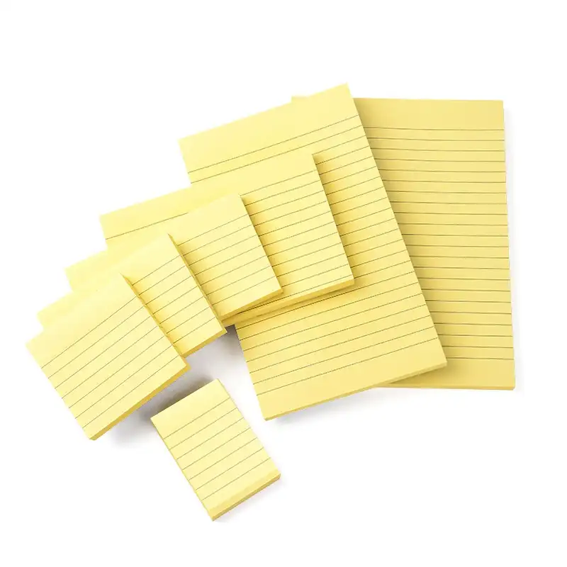 프로모션 공장 직접 사용자 정의 노란색 색상 2x3, 3x3, 3x4, 3x5, 4x6 인치 접착제 줄 지어 종이 스티커 메모