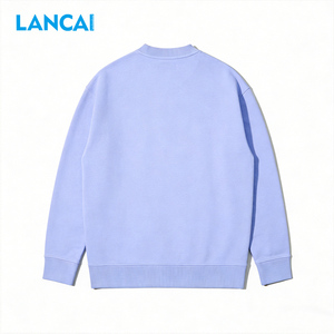 Lancai Hot Sale Wholesale 350G Heavy Sweatshirts Crewneck Sweatshirts Custom Basic Loose Solid Color Men's Sweatshirts - Product Image 2