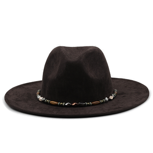 Fashion Women Men Fedora <strong>Hat</strong> Suede Flat Fedora <strong>Lady</strong> Gentleman Gambler Panama <strong>Trilby</strong> With Band Size 58CM Retro Jazz Fedora <strong>Hats</strong> - Product Image 4