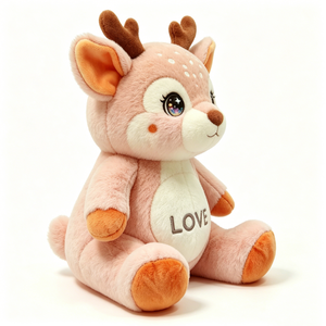 Peluche de ciervo rosa, peluche de cervatillo con manchas, peluche de ciervo adorable, decoración para habitación infantil con temática de bosque - Product Image 1