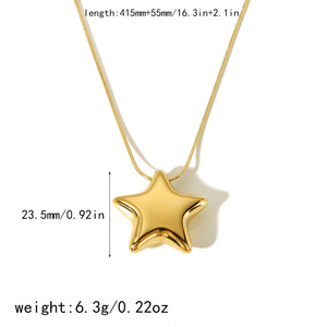 Star Pendant Necklace <b>Titanium</b> Steel 18K Gold Silver Waxed Cord <b>Chain</b> For Women Fashion Jewelry - Product Image 3