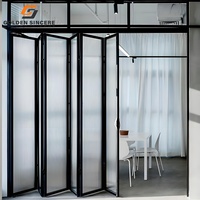 Système de porte pliante en verre GS moderne sans cadre Verre trempé Aluminium Accordéon Bi Portes pliantes pour un design intérieur minimaliste