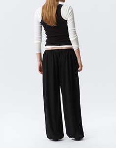 <span class=keywords><strong>Pantaloni</strong></span> Larghi da <span class=keywords><strong>Donna</strong></span> <span class=keywords><strong>Neri</strong></span> con Coulisse in Vita, Morbidi e Casual, Ideali per l'Uso Quotidiano e il Relax a Casa - Product Image 5