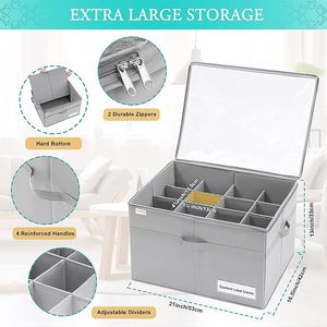 Linen Vải Lưu Trữ Hộp Cube Tủ Công Suất Lớn 3-Hai Lớp Có Thể Gập Lại Đồ Lót Ngăn Kéo Tổ Chức Hình Chữ Nhật 300D - Product Image 3