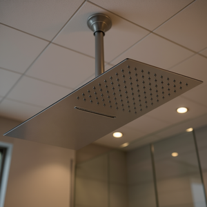 Cabezal de Ducha Rectangular Ultra Plano de 2 Chorros, 500x220x3 mm, Acero Inoxidable, Tipo Lluvia, Montaje en Techo - Product Image 3