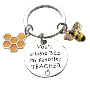 伟大的老师很难找到教师节礼物金属钥匙链圣诞情人节老师欣赏礼物蜜蜂钥匙链