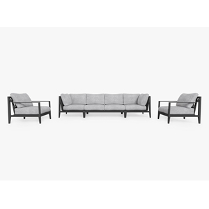 Canapé d'extérieur en aluminium AJUNION, canapé modulaire 6 places, mobilier d'extérieur, ensemble de salon, fauteuils, ensemble de conversation pour patio - Product Image 1