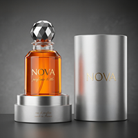 Flacon de parfum cylindrique de luxe en verre ambré 100 ml, base lourde, atomiseur à fine brume, avec boîte cadeau cylindrique, capuchon doré, ODM OEM