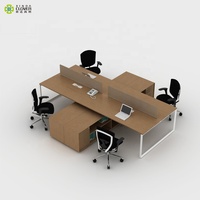 Mobilier de bureau abordable Bureau en bois pour 4 personnes Poste de travail Bureau du personnel