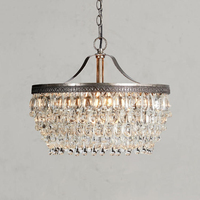 Lustre en cristal rétro américain, lampe suspendue design, LED de luxe pour salon, salle à manger, restaurant, villa, chambre à coucher
