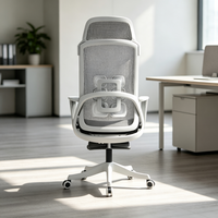Chaise de bureau ergonomique à dossier haut en maille avec support lombaire, pivotante, avec appui-tête