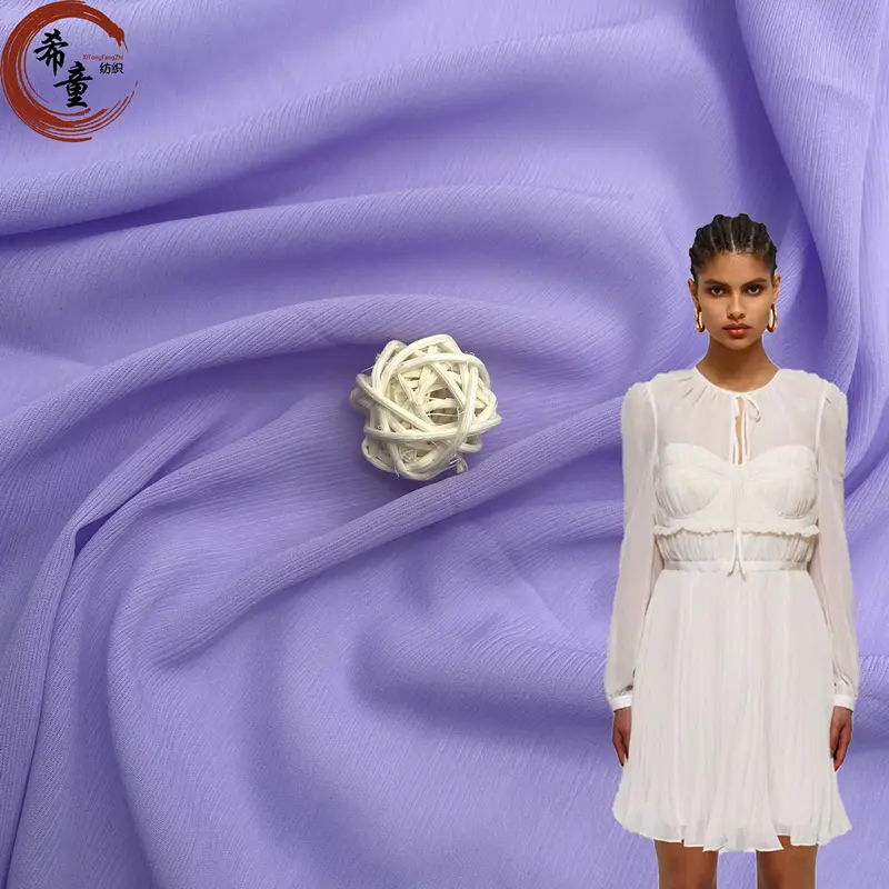 Yeni tasarım rahat dokuma % 100% polyester kumaş 100D kırışık krep şifon kumaş elbise için