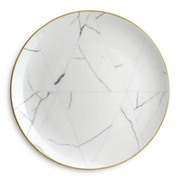 Assiettes à dîner avec motif de marbre blanc, vintage, pour restaurant, en céramique, pour événements, mariage