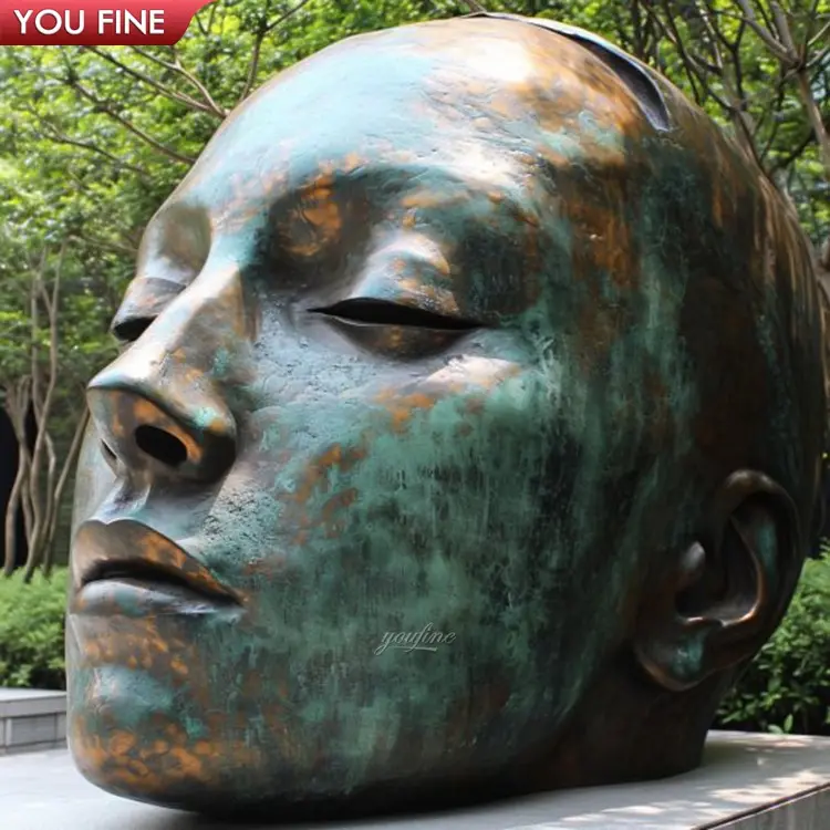 Estátua de escultura abstrata de cabeça de bronze grande para jardim ao ar livre