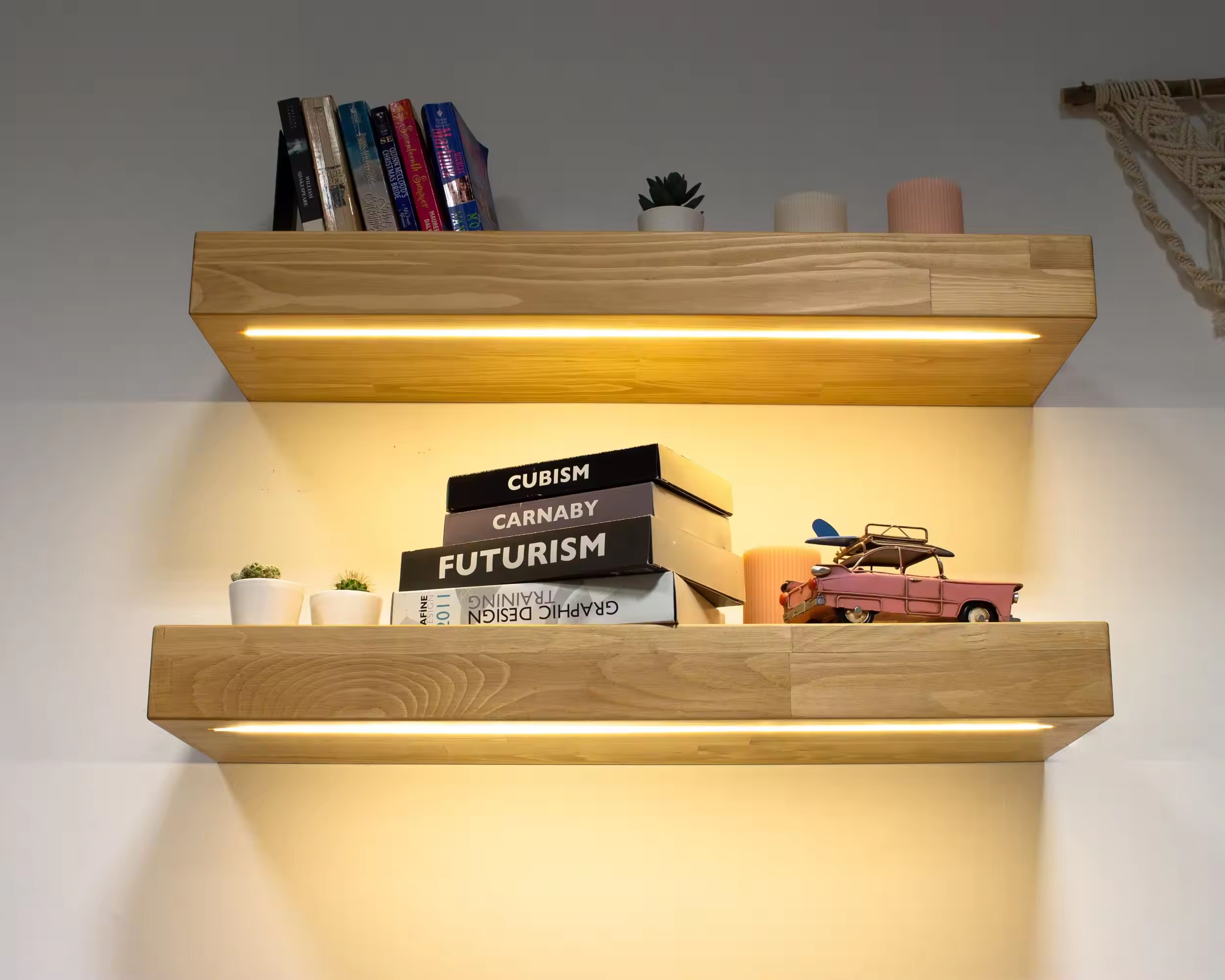 led light floating shelves