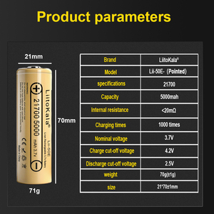 LiitoKala 21700 5000mA 3.7V Li-ion điện có thể sạc lại pin cho ánh sáng mạnh mẽ đèn pin tai nghe máy ảnh Microphone - Product Image 6